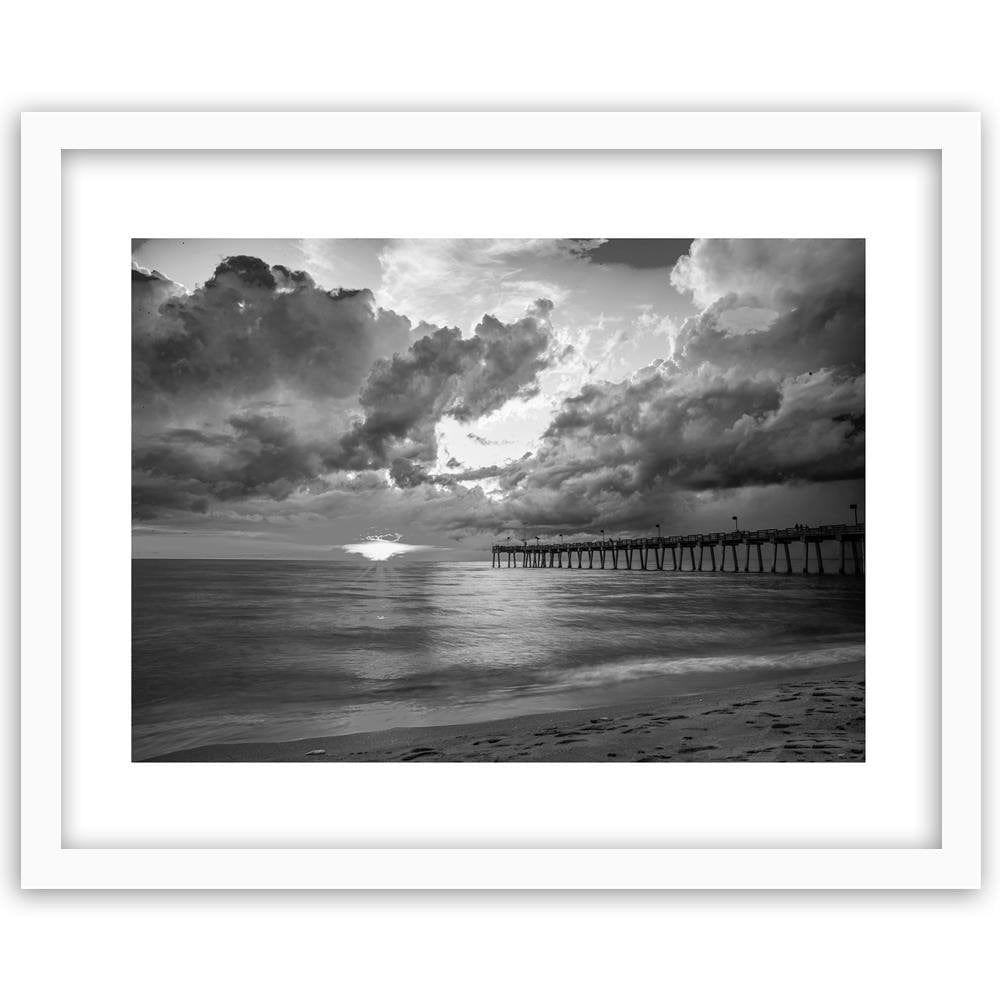 Glezna baltā rāmī - Pier And Sunset 2  Home Trends DECO