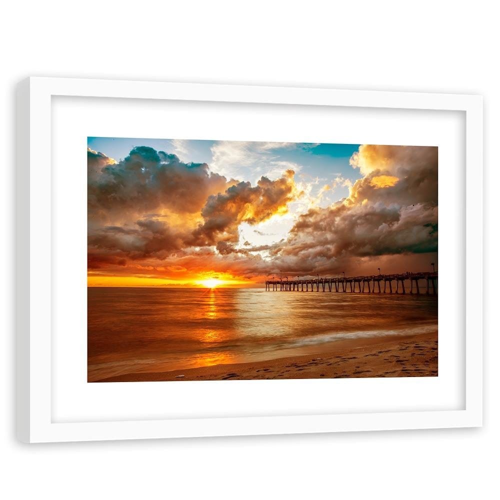 Glezna baltā rāmī - Pier And Sunset  Home Trends DECO