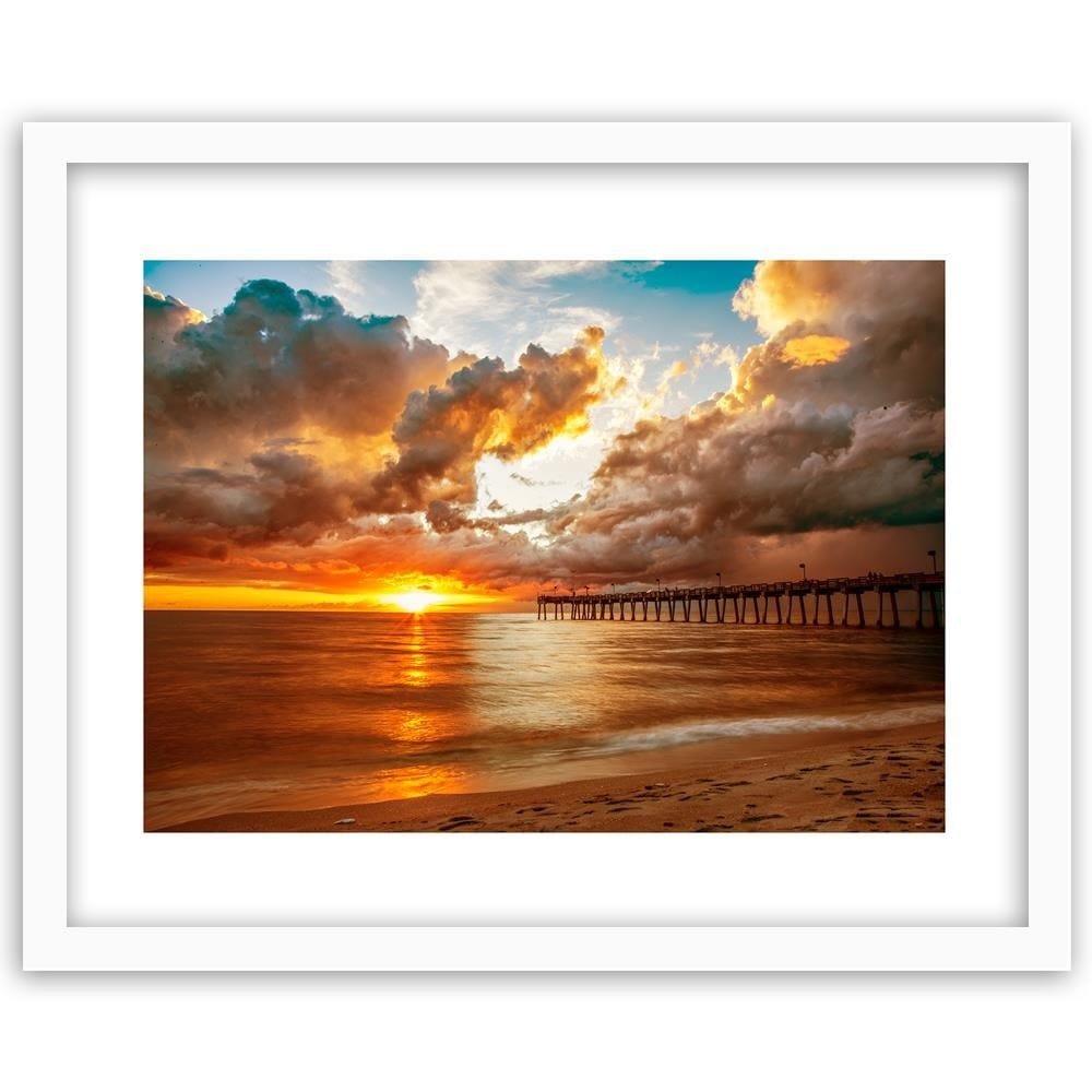 Glezna baltā rāmī - Pier And Sunset  Home Trends DECO