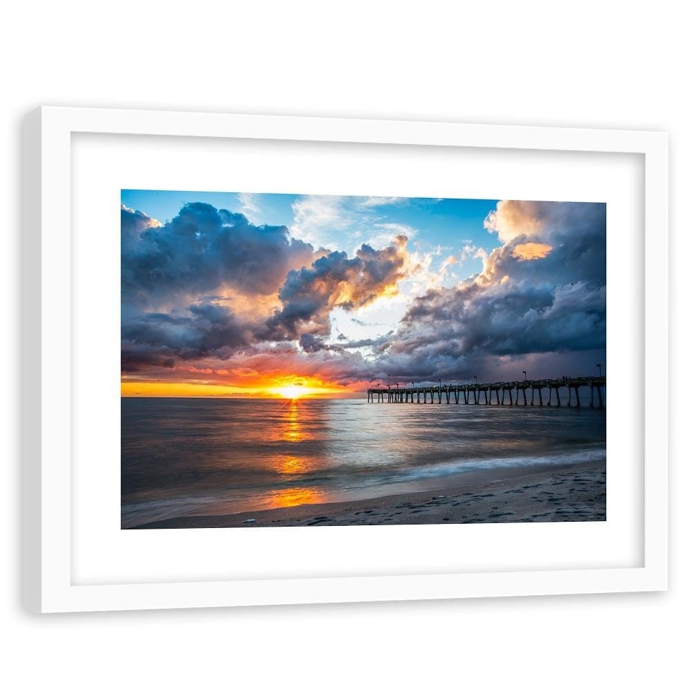 Glezna baltā rāmī - Pier At Sunset  Home Trends DECO