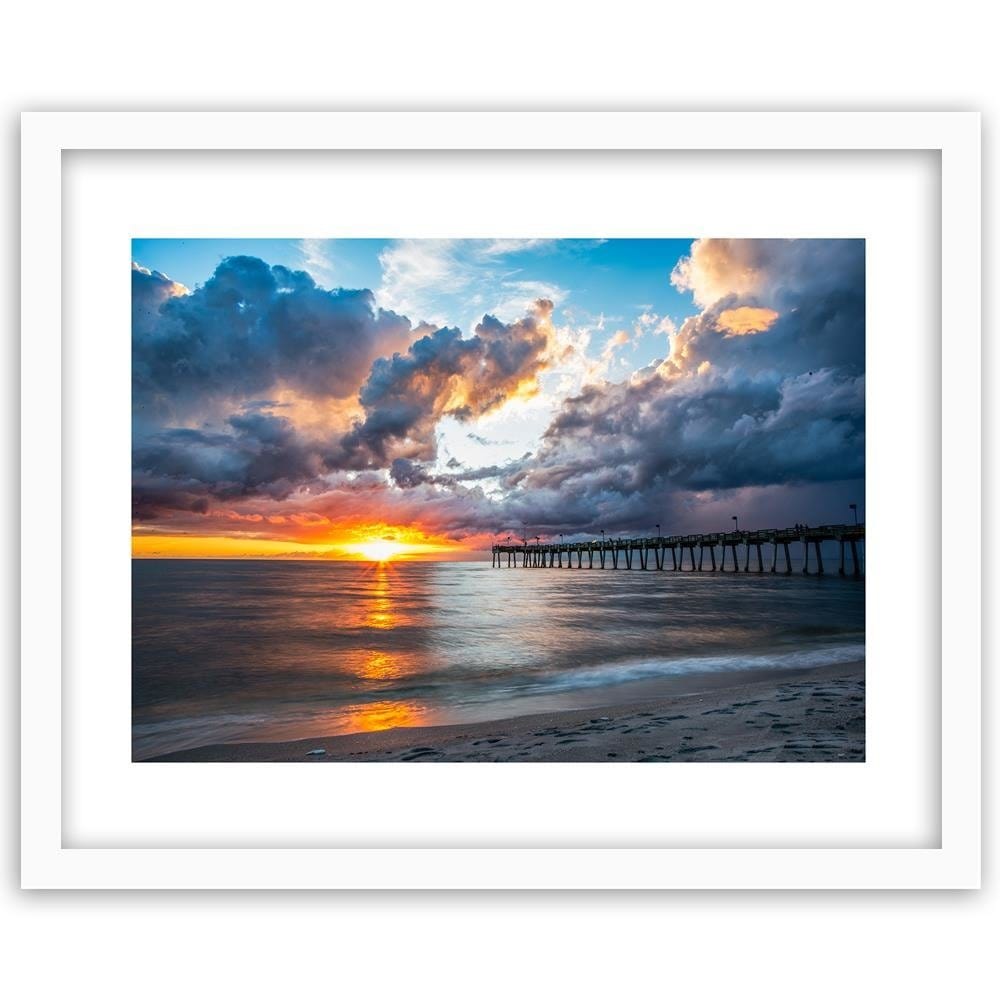 Glezna baltā rāmī - Pier At Sunset  Home Trends DECO