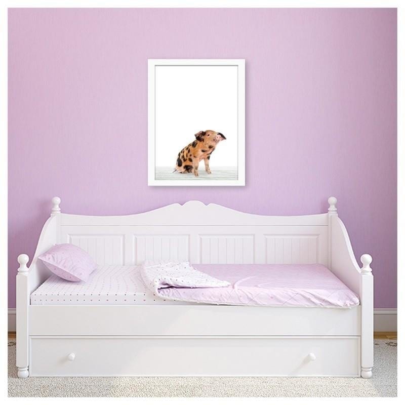 Glezna baltā rāmī - Piglet in black patches  Home Trends DECO