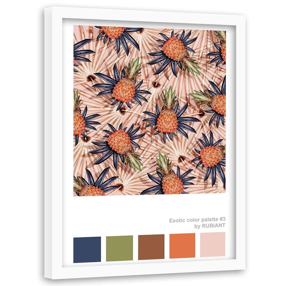Glezna baltā rāmī - Pineapple Brown  Home Trends DECO