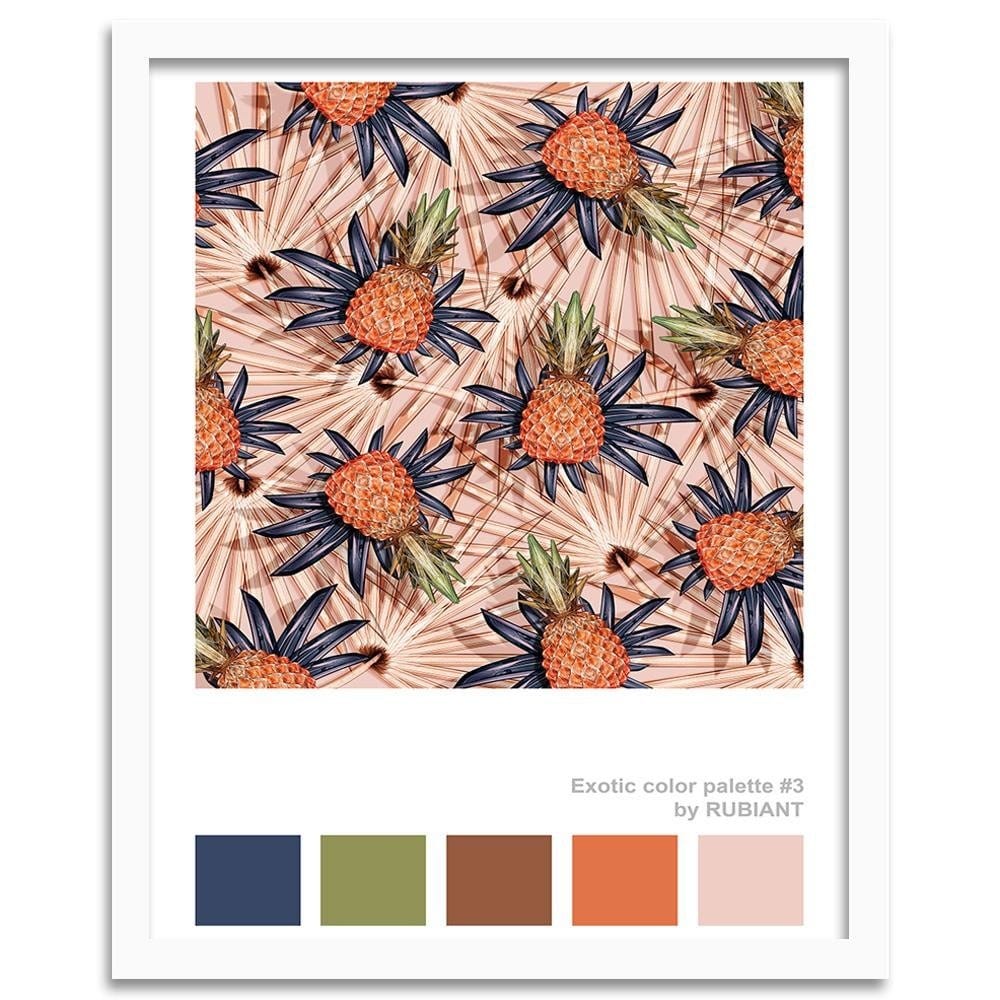 Glezna baltā rāmī - Pineapple Brown  Home Trends DECO