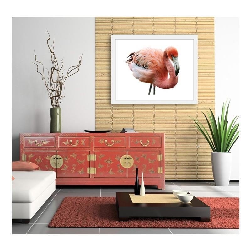 Glezna baltā rāmī - Pink flamingo  Home Trends DECO