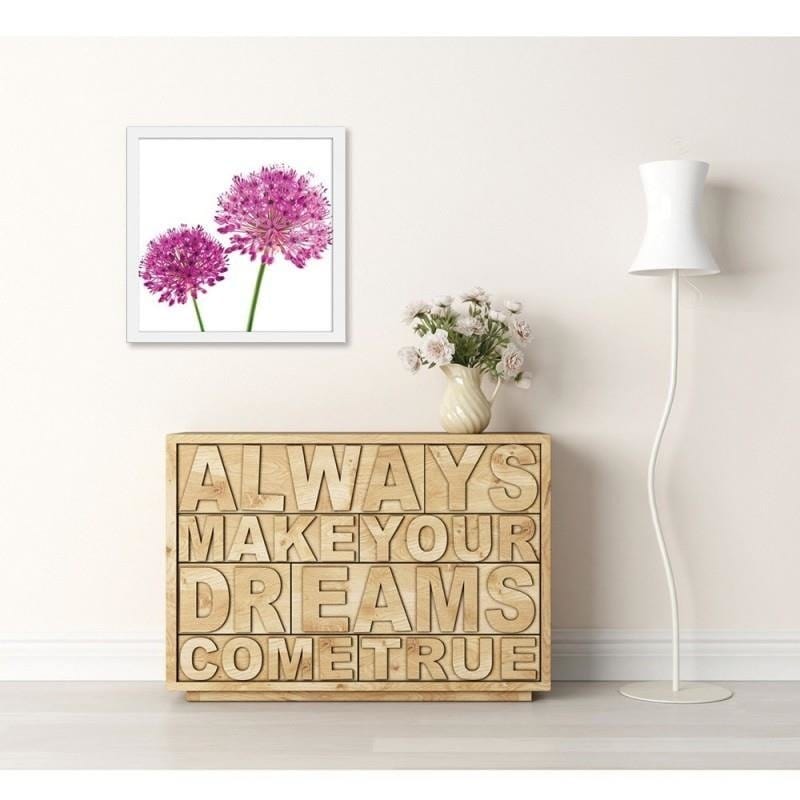 Glezna baltā rāmī - Pink garlic flower  Home Trends DECO