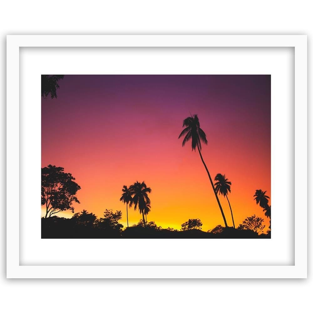 Glezna baltā rāmī - Pink Sky And Palm Trees  Home Trends DECO