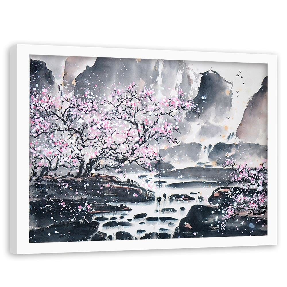 Glezna baltā rāmī - Pink Trees  Home Trends DECO