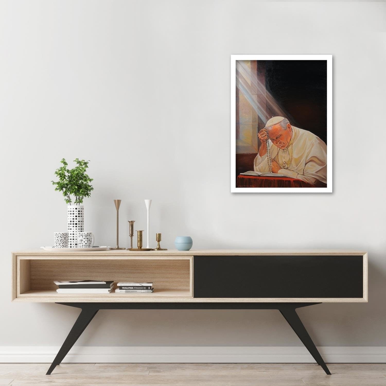 Glezna baltā rāmī - Pope John Paul Ii  Home Trends DECO