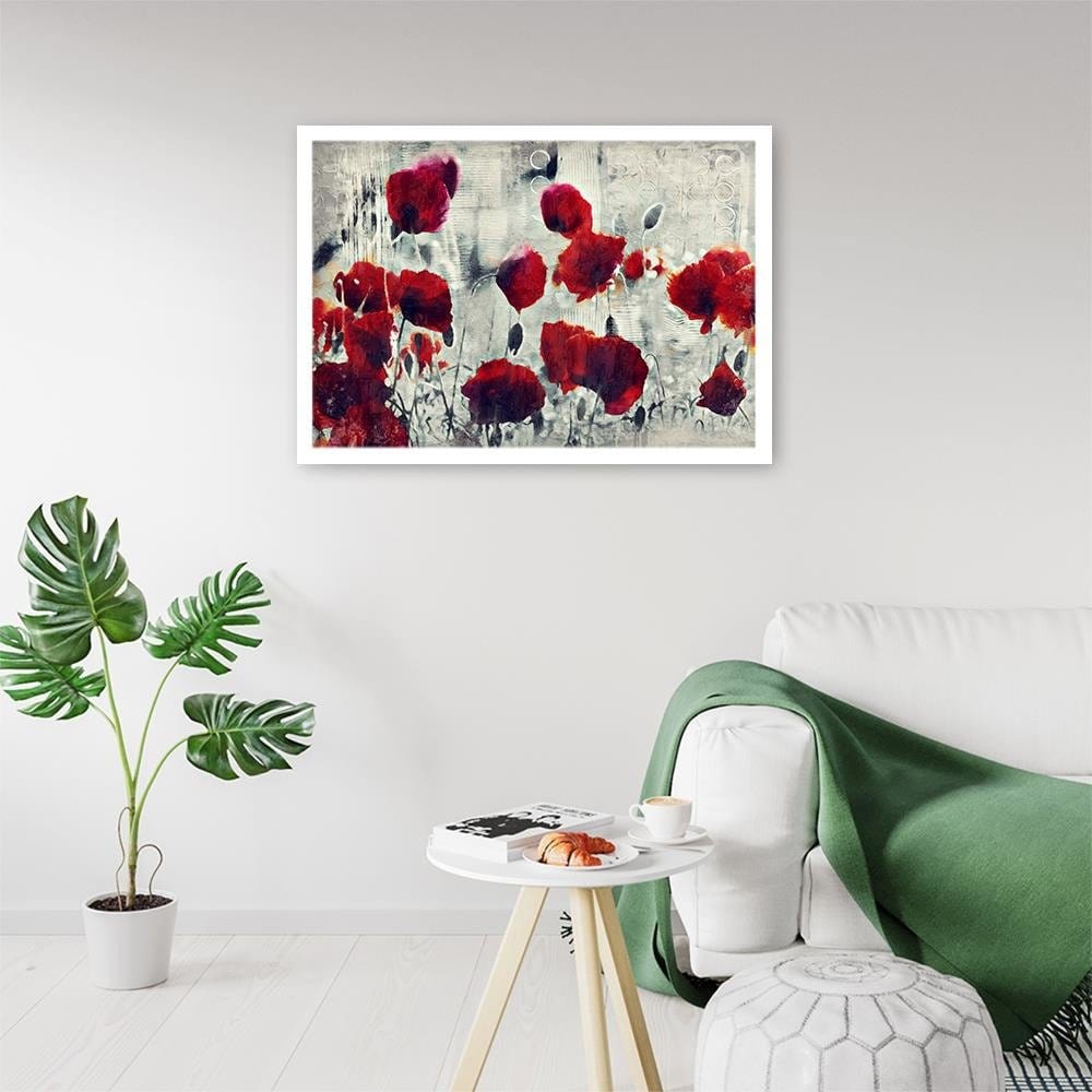 Glezna baltā rāmī - Poppy Flowers 1  Home Trends DECO