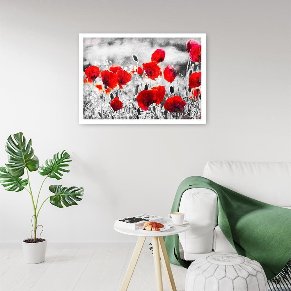 Glezna baltā rāmī - Poppy Flowers 2  Home Trends DECO