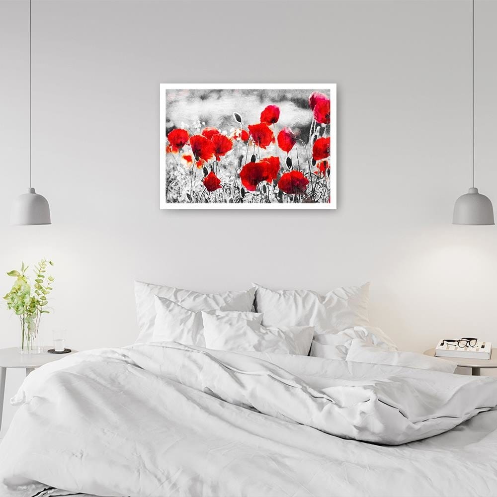 Glezna baltā rāmī - Poppy Flowers 2  Home Trends DECO