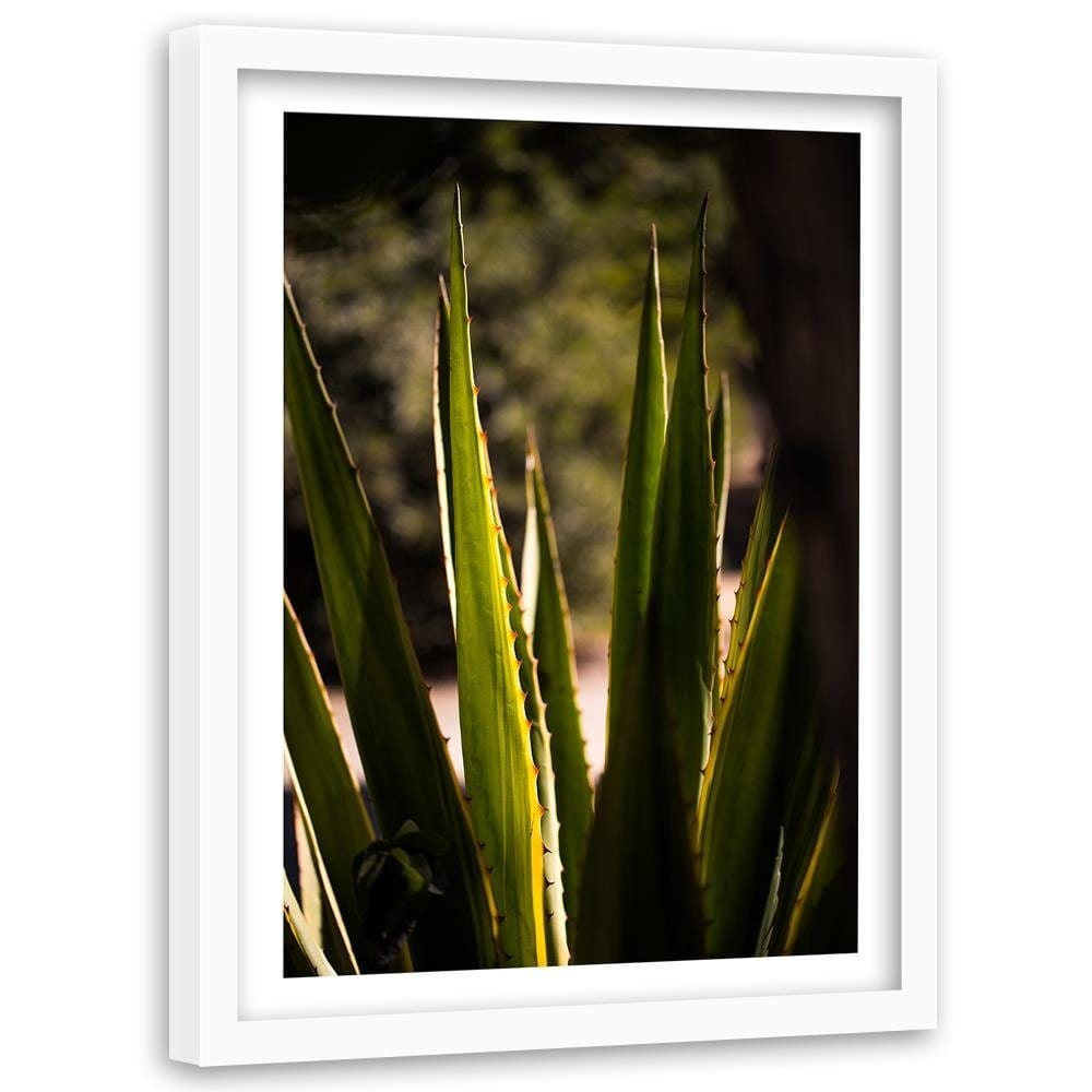Glezna baltā rāmī - Prickly Leaves  Home Trends DECO
