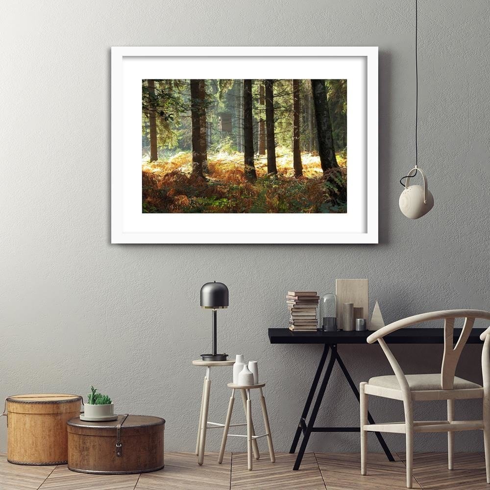 Glezna baltā rāmī - Pulpit Hunting In The Forest  Home Trends DECO