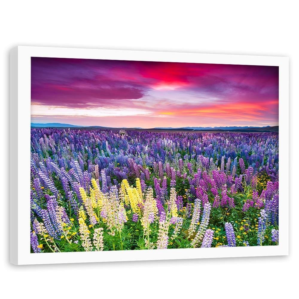 Glezna baltā rāmī - Purple Flowers  Home Trends DECO