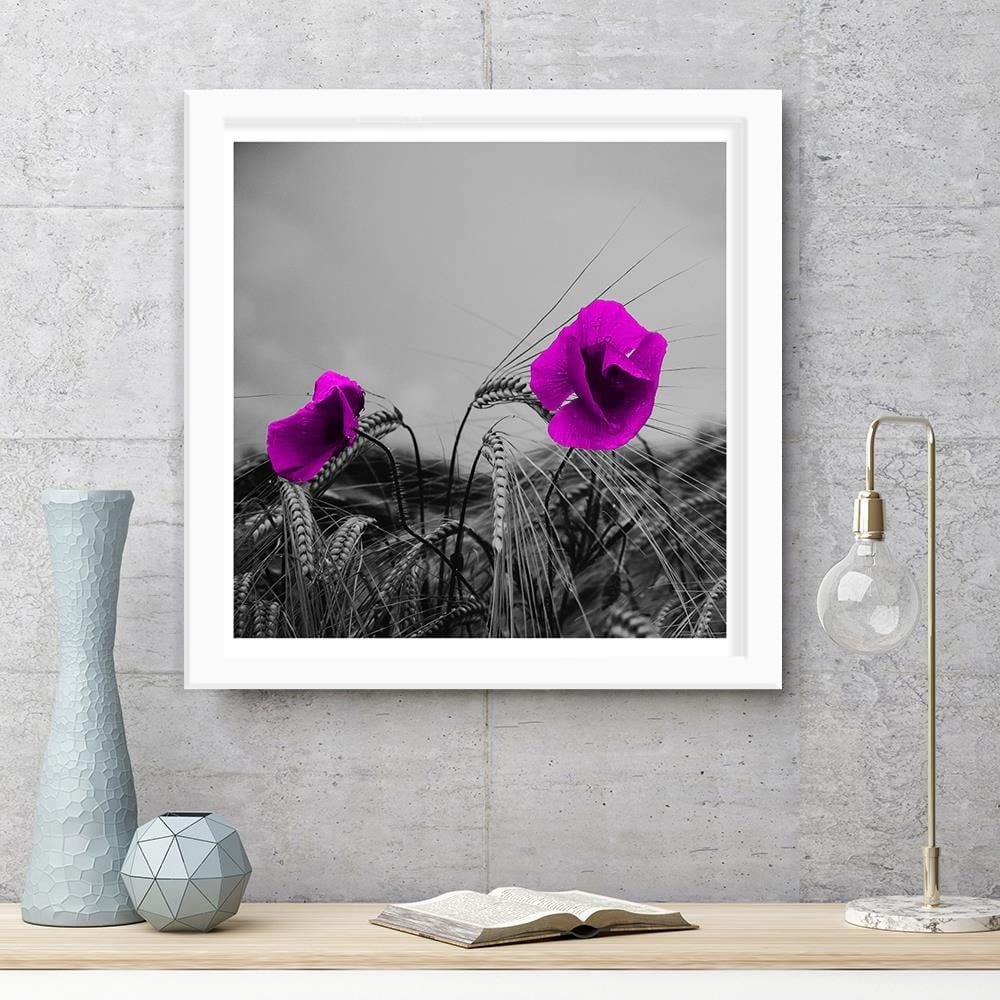 Glezna baltā rāmī - Purple Poppies And Corn  Home Trends DECO
