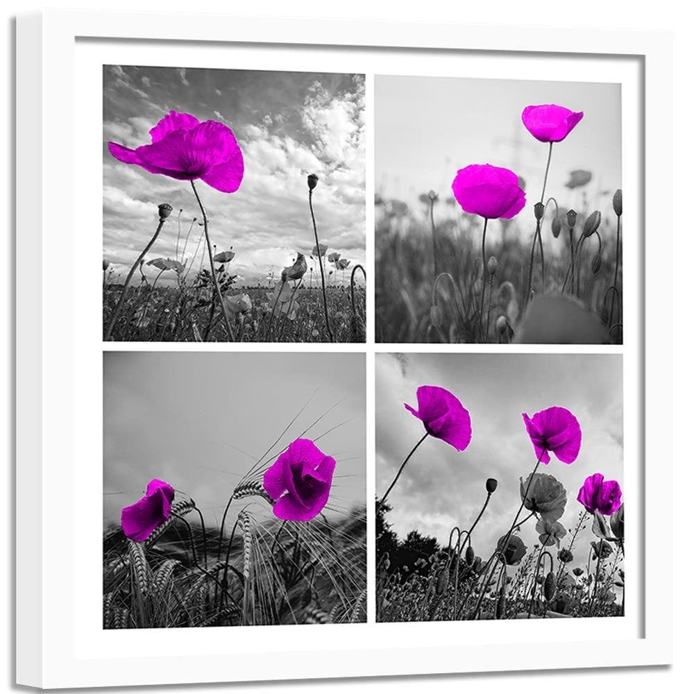Glezna baltā rāmī - Purple Poppies  Home Trends DECO