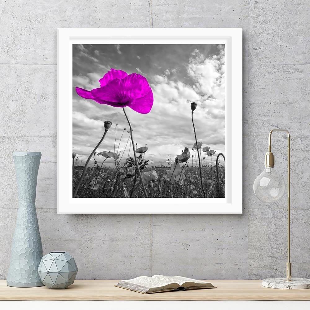 Glezna baltā rāmī - Purple Poppy  Home Trends DECO