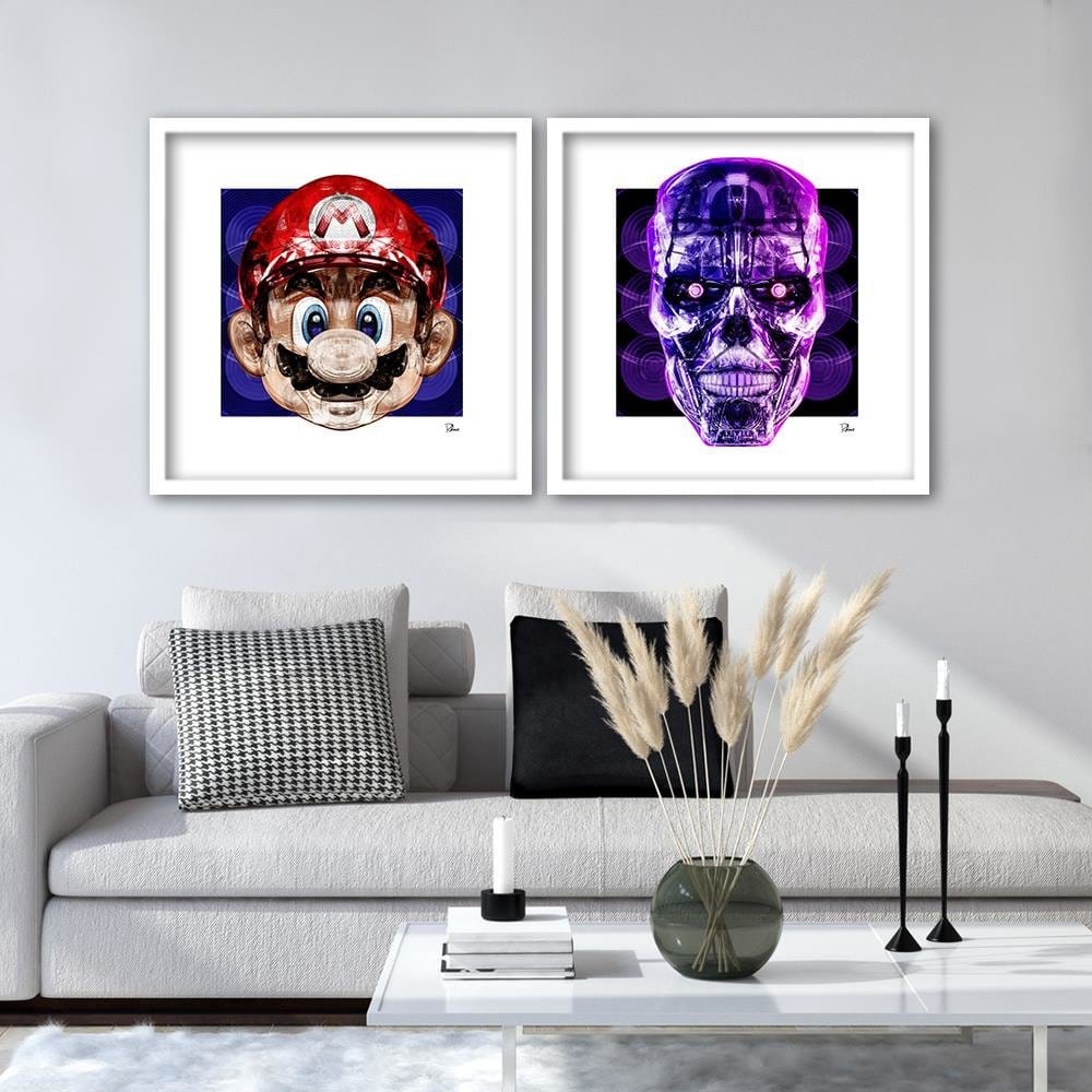 Glezna baltā rāmī - Purple Skull  Home Trends DECO
