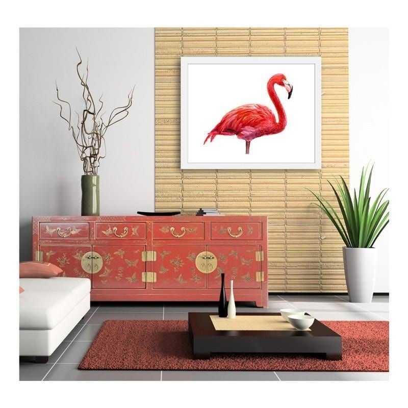Glezna baltā rāmī - Realistic flamingo illustration  Home Trends DECO