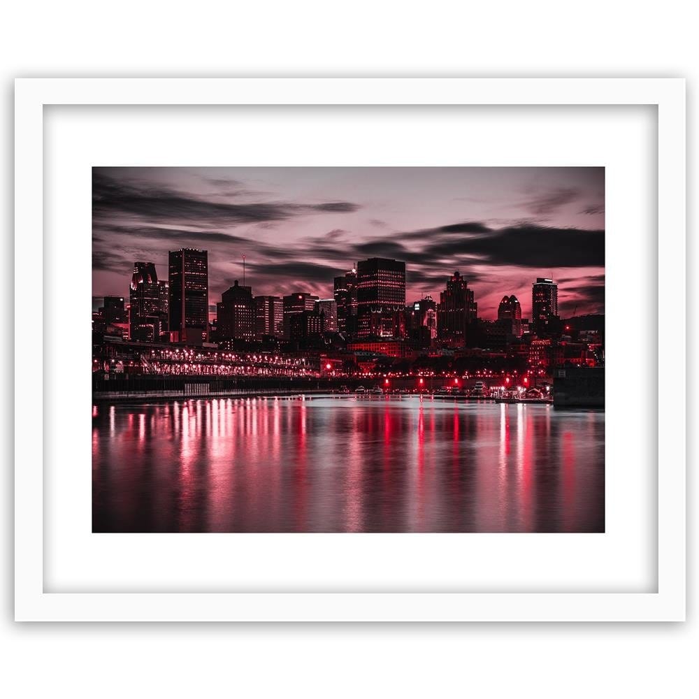 Glezna baltā rāmī - Red Lights Of The City  Home Trends DECO