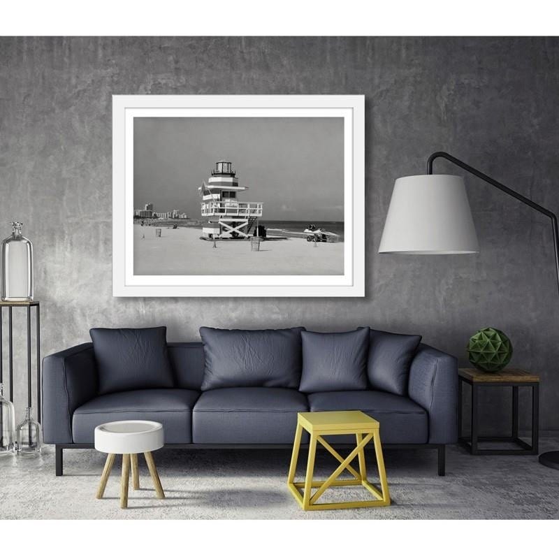 Glezna baltā rāmī - Retro Miami Beach  Home Trends DECO