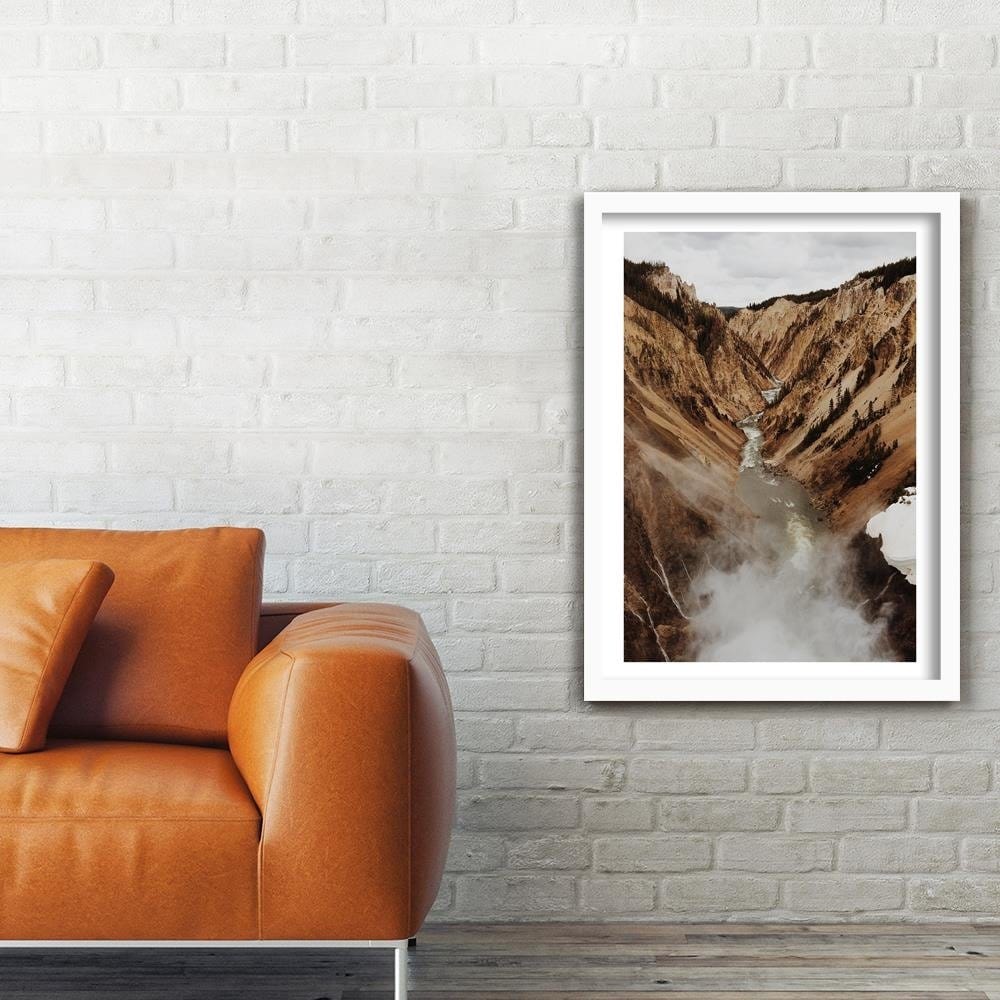 Glezna baltā rāmī - River In The Mountains  Home Trends DECO