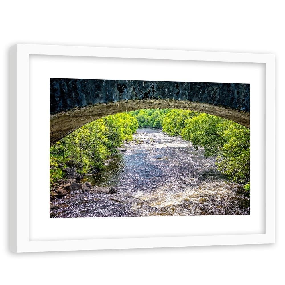 Glezna baltā rāmī - River Under A Stone Bridge  Home Trends DECO
