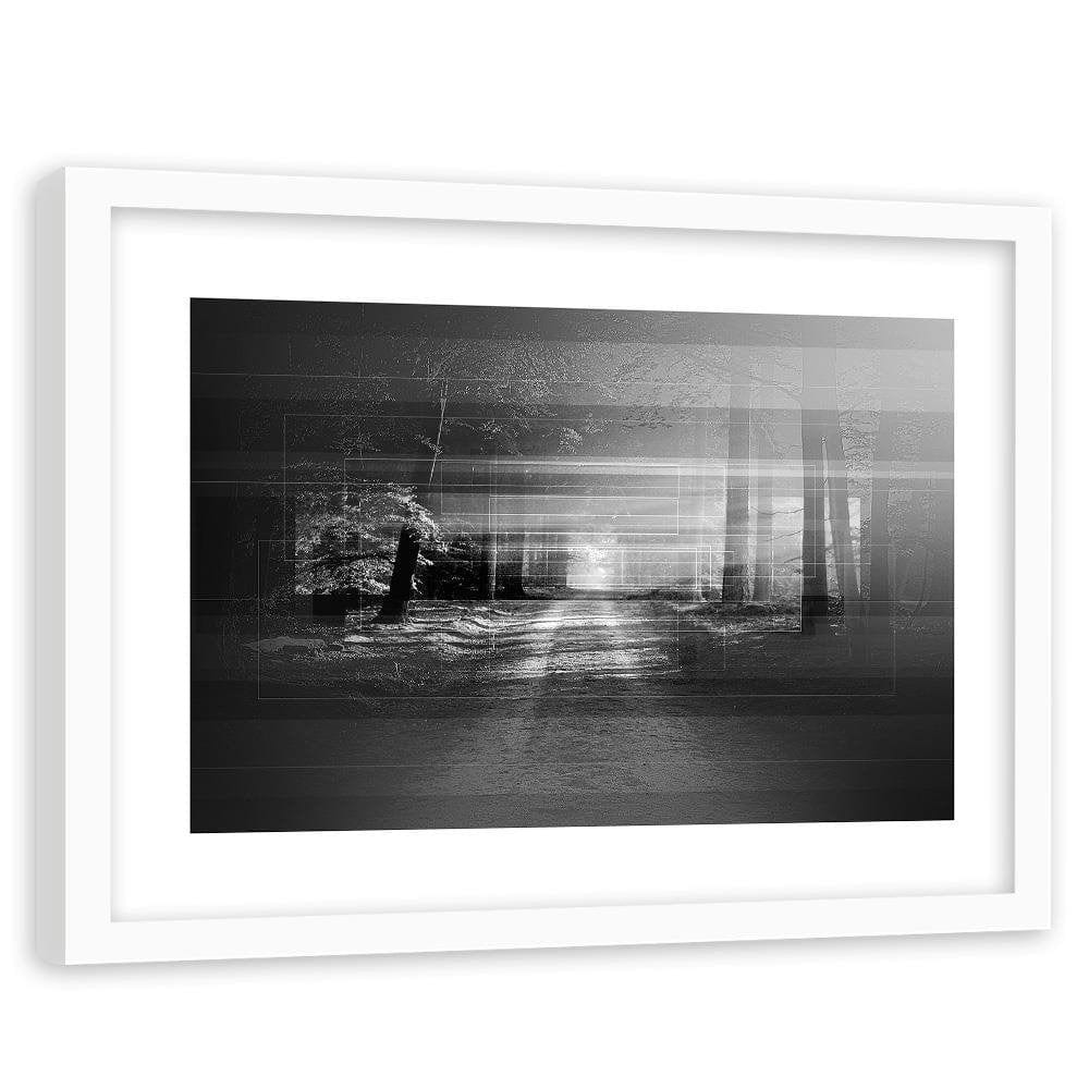Glezna baltā rāmī - Road In The Forest 3  Home Trends DECO