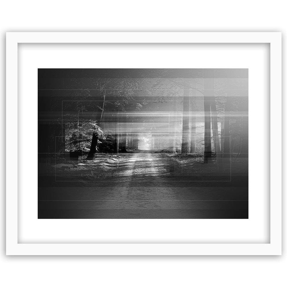 Glezna baltā rāmī - Road In The Forest 3  Home Trends DECO