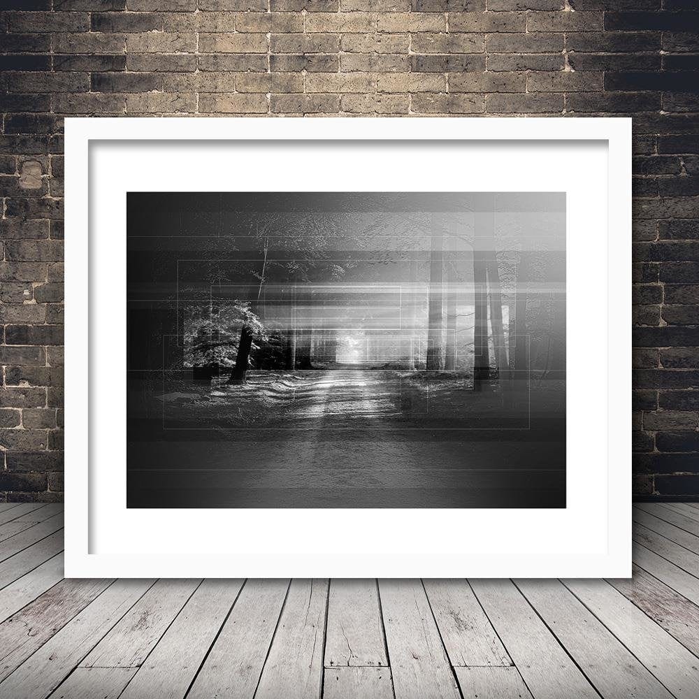 Glezna baltā rāmī - Road In The Forest 3  Home Trends DECO