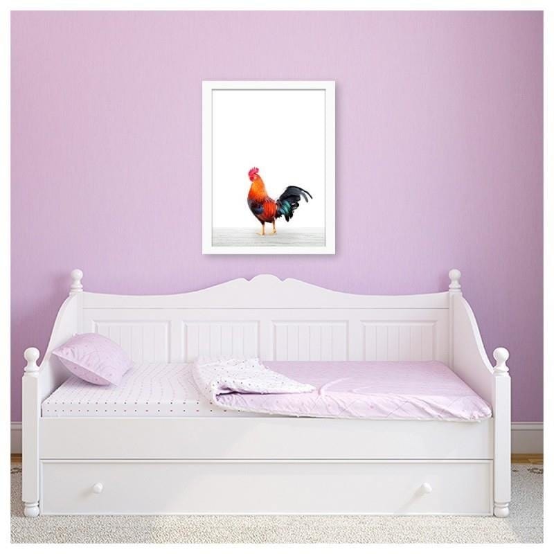 Glezna baltā rāmī - Rooster  Home Trends DECO