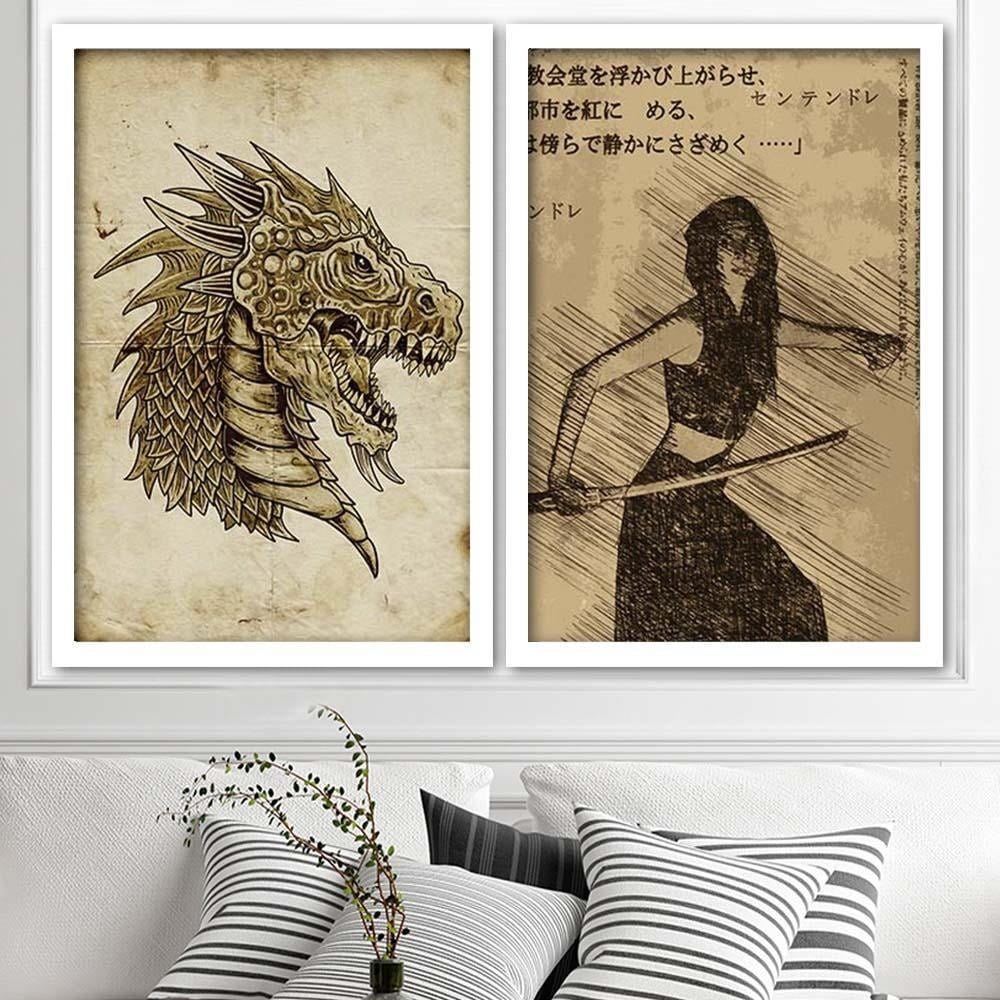 Glezna baltā rāmī - Samurai Woman  Home Trends DECO