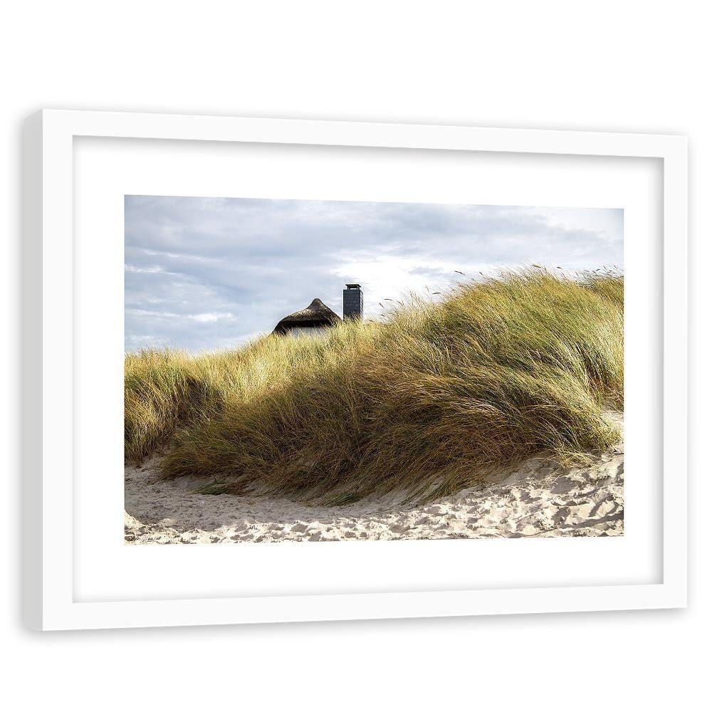 Glezna baltā rāmī - Sand Dunes On The Beach  Home Trends DECO