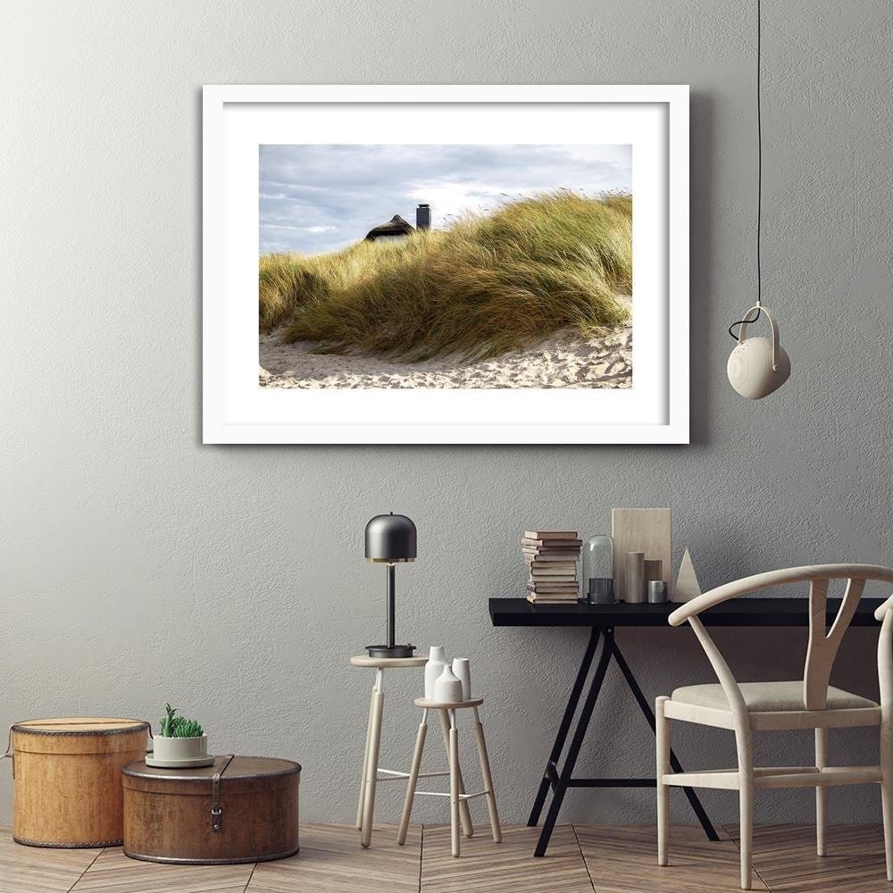 Glezna baltā rāmī - Sand Dunes On The Beach  Home Trends DECO