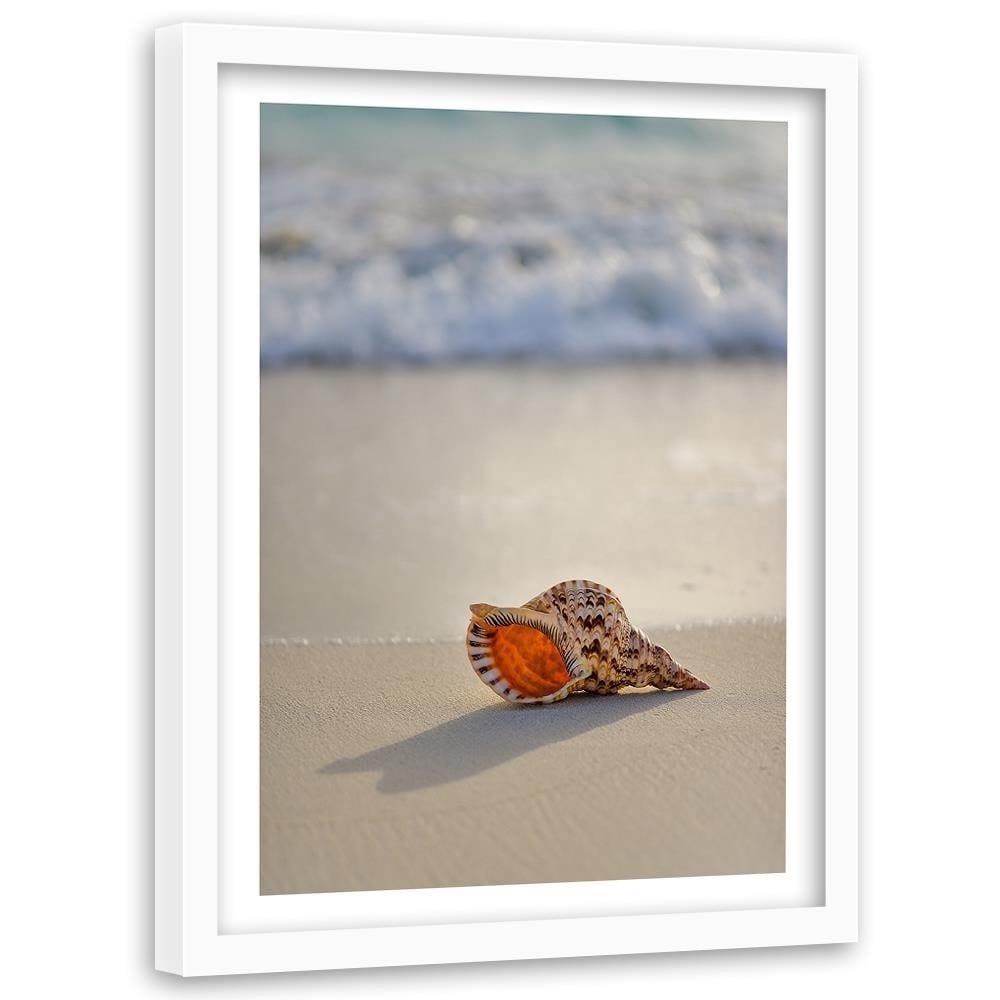 Glezna baltā rāmī - Shell On The Beach  Home Trends DECO