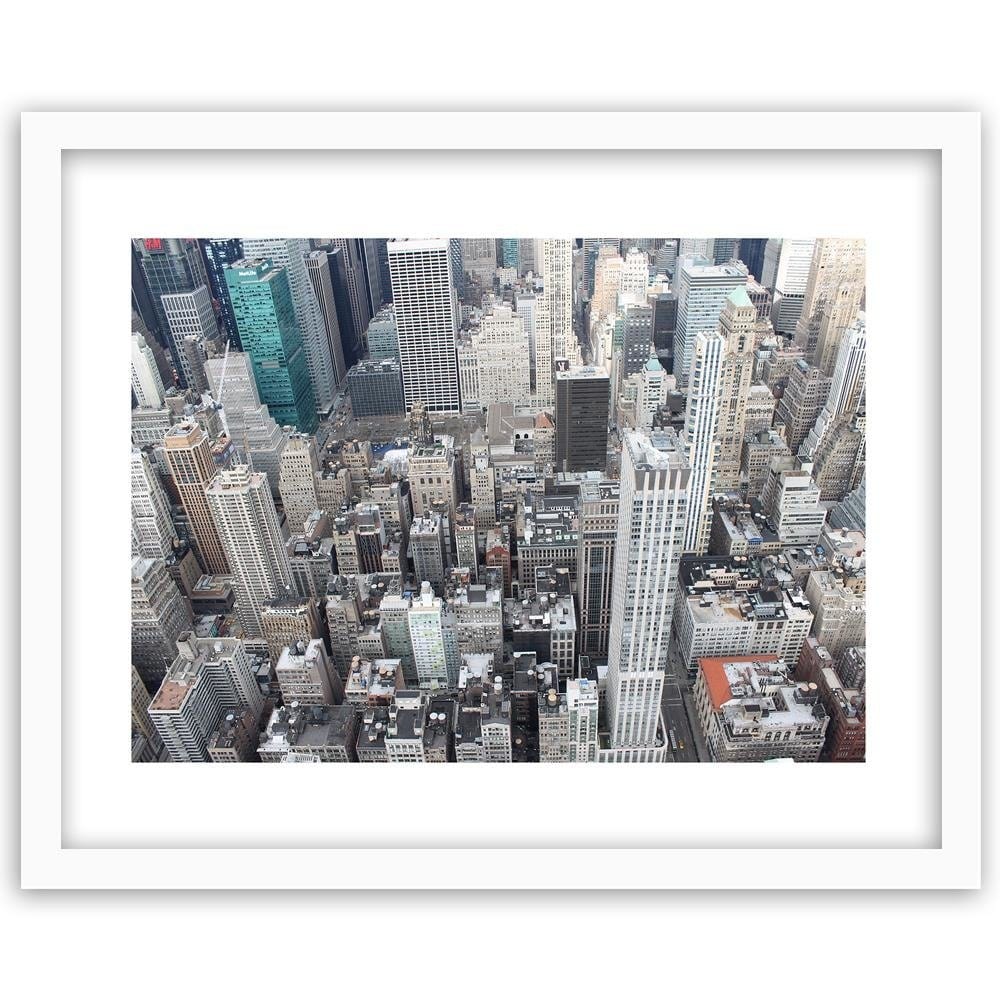 Glezna baltā rāmī - Skyscrapers Bird's Eye View  Home Trends DECO