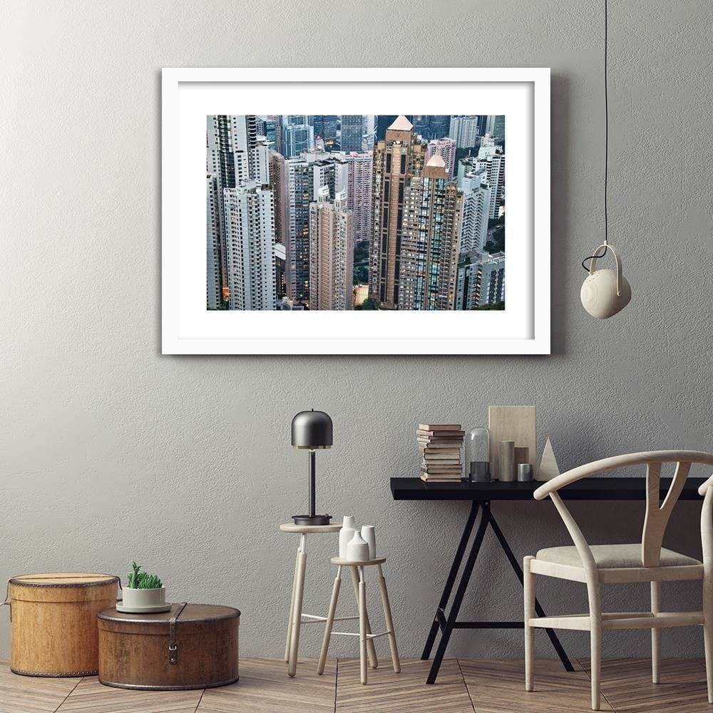 Glezna baltā rāmī - Skyscrapers In Hong Kong  Home Trends DECO