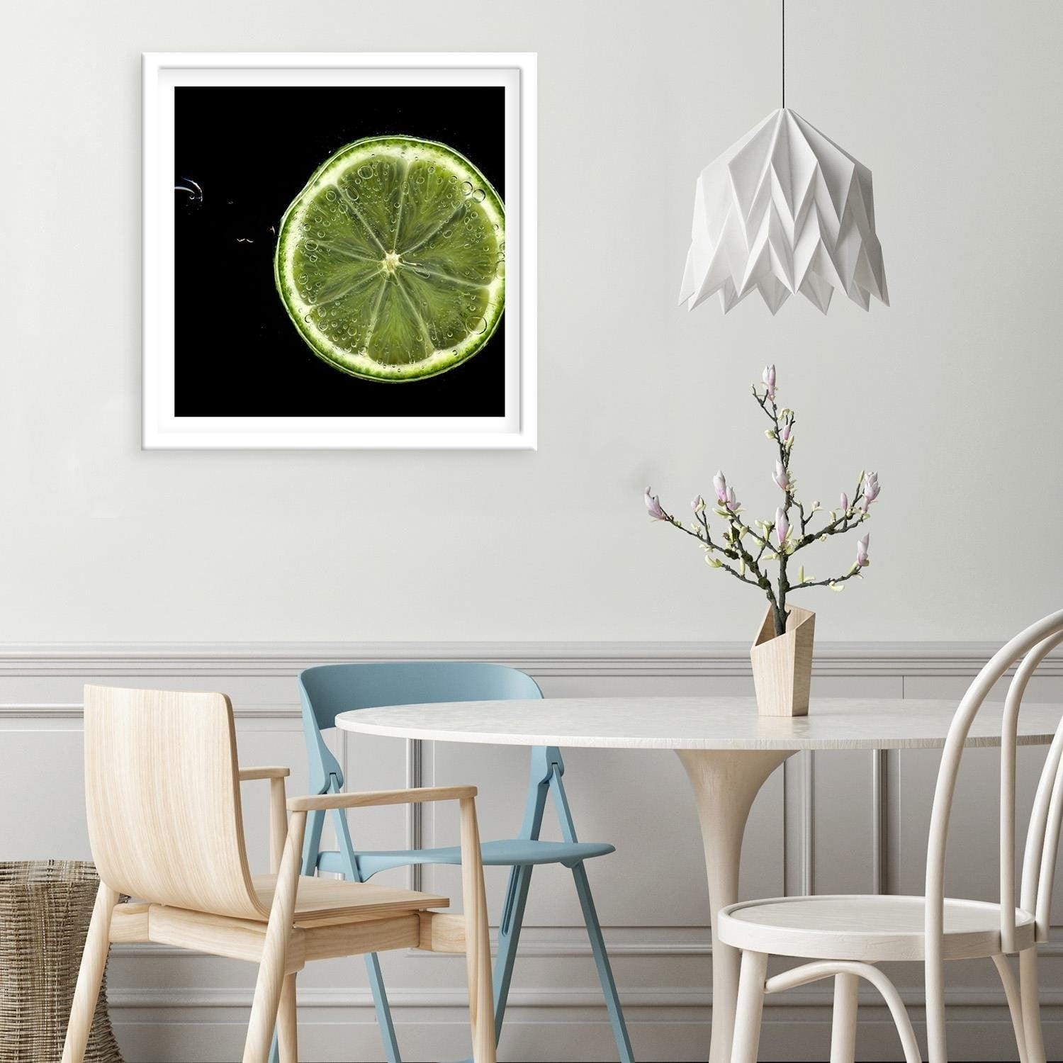 Glezna baltā rāmī - Slice Green Lemon  Home Trends DECO