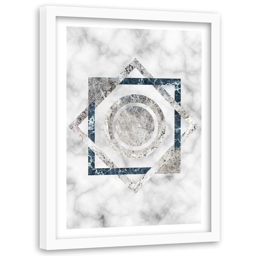 Glezna baltā rāmī - Squares And Circles - Marble  Home Trends DECO