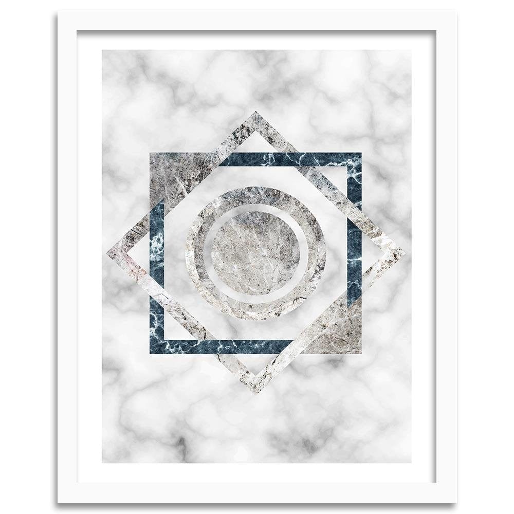 Glezna baltā rāmī - Squares And Circles - Marble  Home Trends DECO