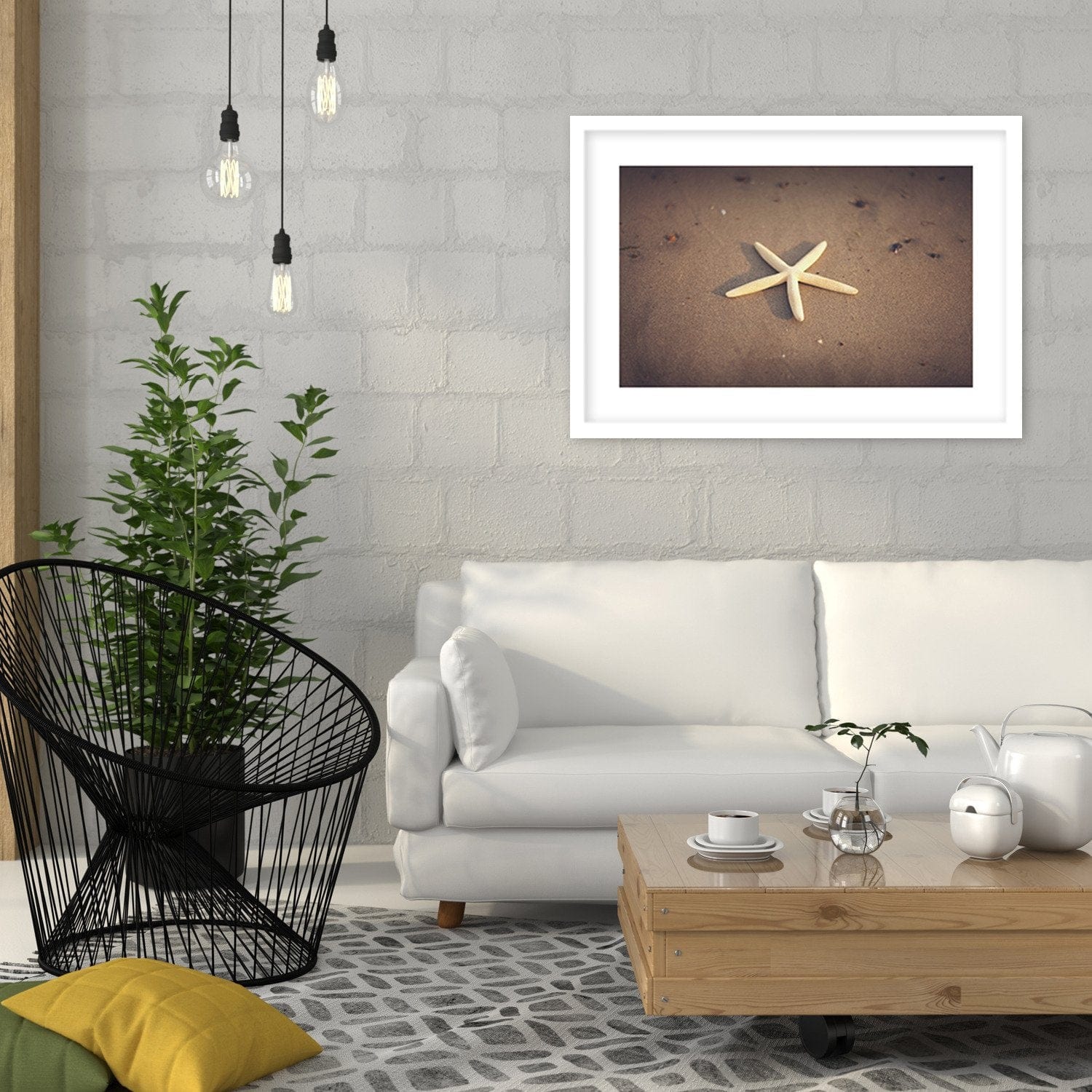 Glezna baltā rāmī - Starfish  Home Trends DECO