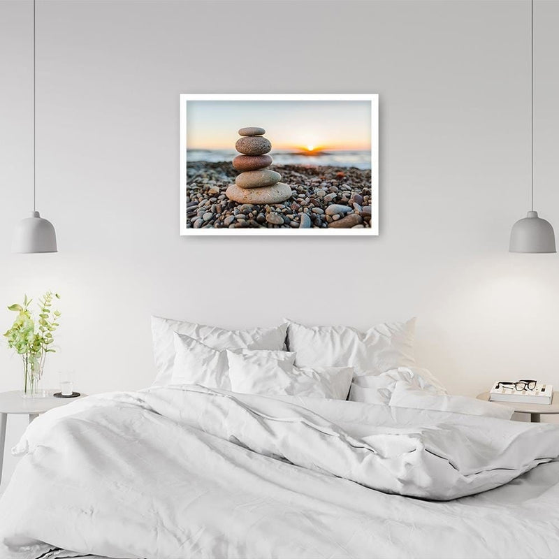 Glezna baltā rāmī - Stones By The Sea  Home Trends DECO