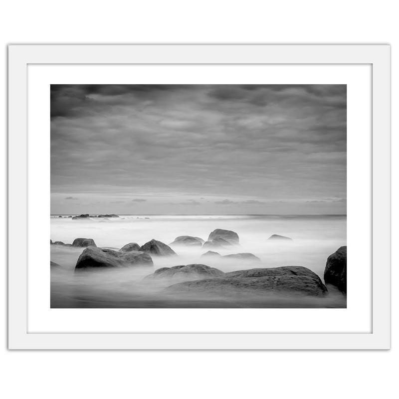 Glezna baltā rāmī - Stones in the mist  Home Trends DECO