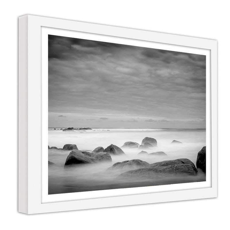 Glezna baltā rāmī - Stones in the mist  Home Trends DECO