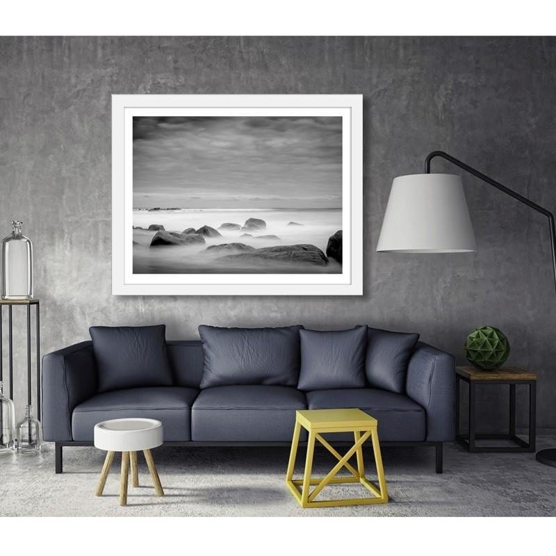 Glezna baltā rāmī - Stones in the mist  Home Trends DECO