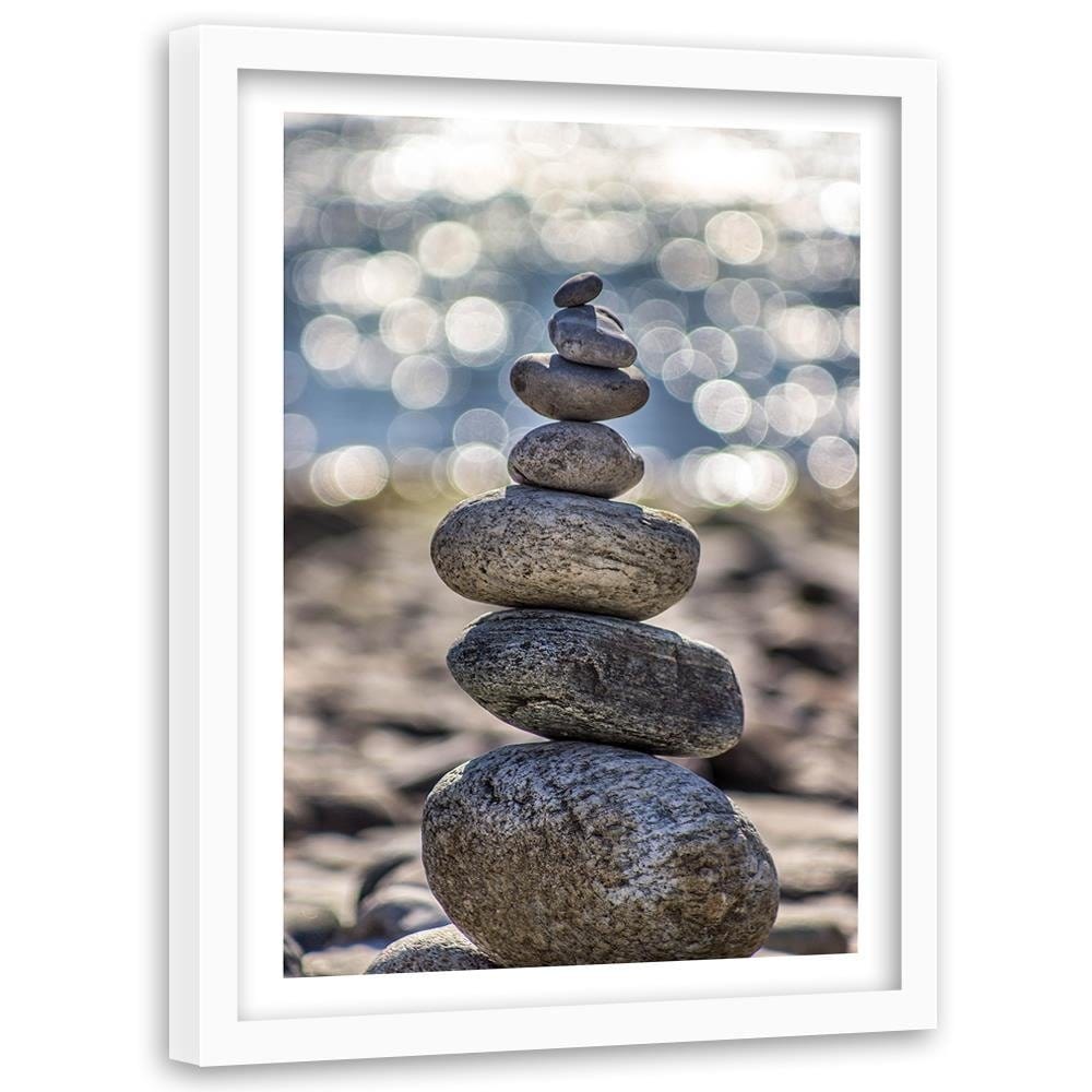 Glezna baltā rāmī - Stones On The Beaches  Home Trends DECO