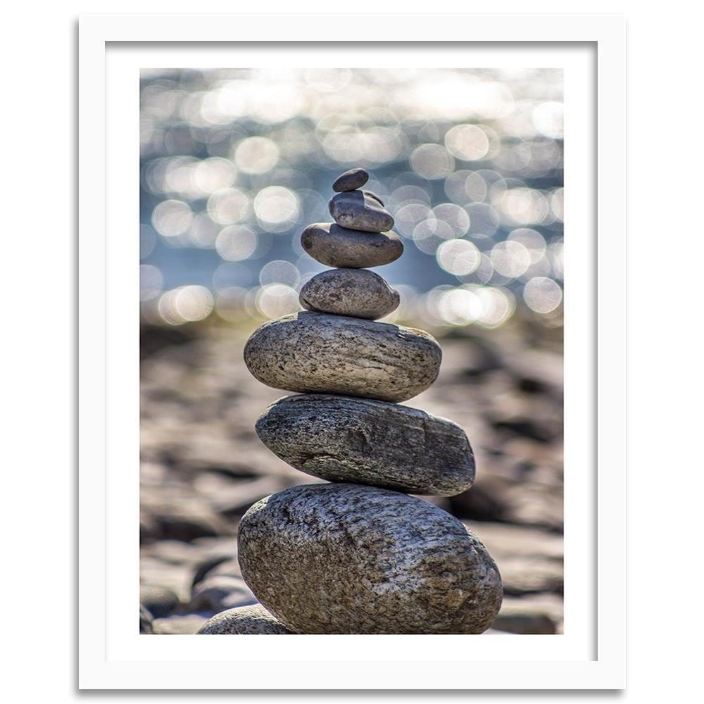Glezna baltā rāmī - Stones On The Beaches  Home Trends DECO