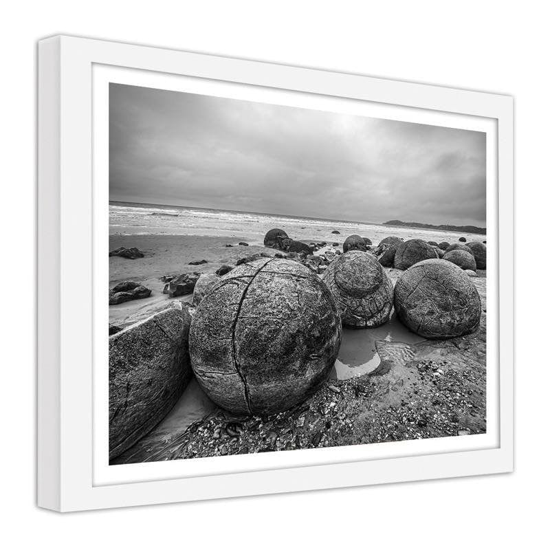 Glezna baltā rāmī - Stones on the shore 2  Home Trends DECO