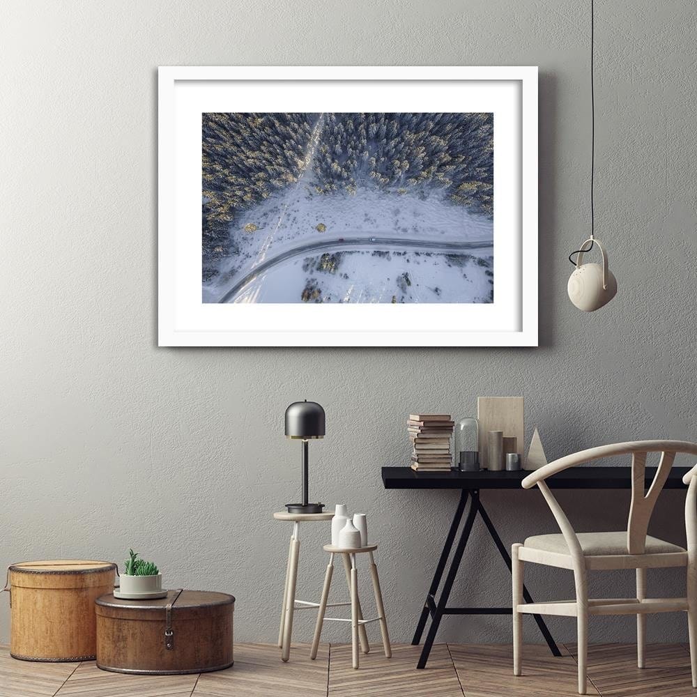 Glezna baltā rāmī - Street In The Middle Of The Forest  Home Trends DECO